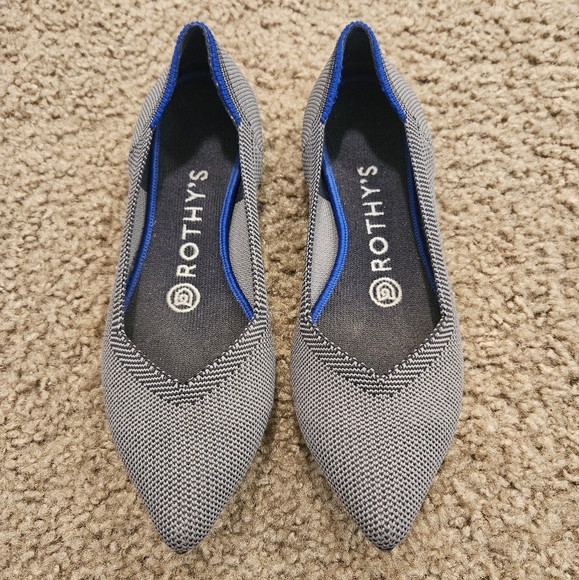 Rothy’s The Point Gray Pointed Toe Flats Slip on Women's Shoes, Size 6 - Picture 1 of 7